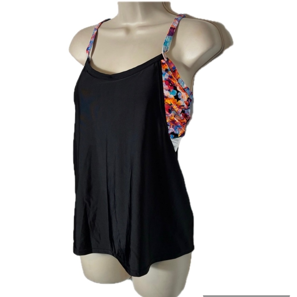 Xersion Floral Black Women's Halter Tankini Top NWT Size XXL